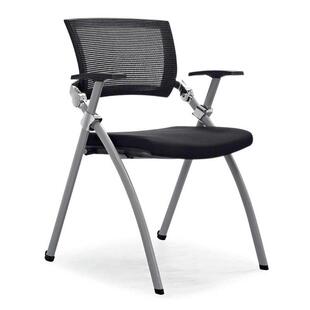 会议培训室可折叠培训椅可带写字板带轮靠背可活动网布椅子