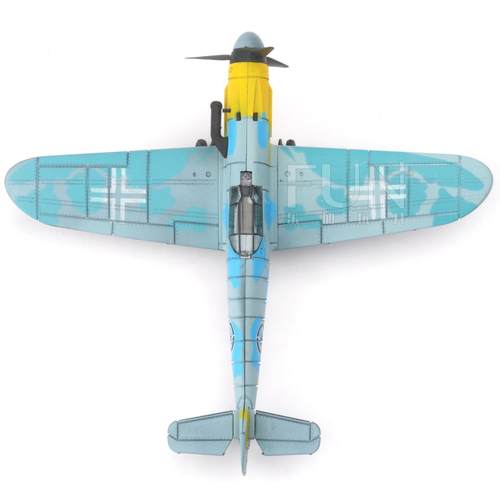 二战Bf109战斗机1:48军事模型4D拼装儿童科教玩具天蓝乐加