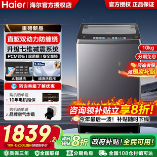 海尔双动力防缠绕波轮洗衣机10公斤家用全自动变频60E 补贴20%