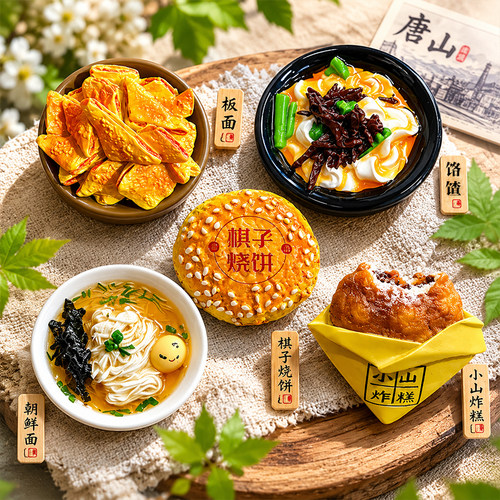唐山宴冰箱贴棋子烧饼饹馇板面朝鲜面炸糕树脂冰箱贴河头老街