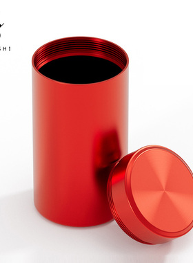 红色铝合金密封茶叶罐小包装空盒储存迷你便携装茶的罐子收纳盒子