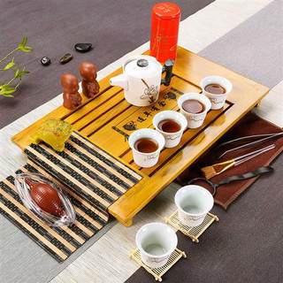 整套茶盘紫砂白瓷功夫茶具家用套装组合实木客厅泡茶茶具