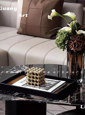 大广 意式轻奢装饰花艺插花器 客厅茶几托盘饰品居家样板房摆件