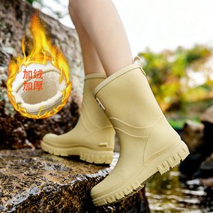雨鞋女款冬雪地靴保暖防水棉女鞋防滑胶鞋厨房工作雨靴水鞋防滑鞋