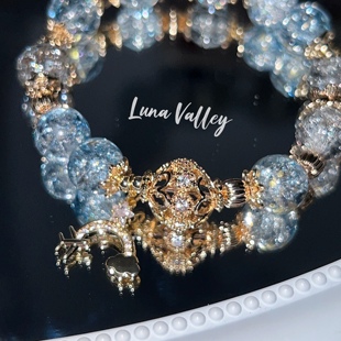 百搭高级透亮女手链 原创琉璃爆闪国风个性 Luna Valley｜冰透金灰