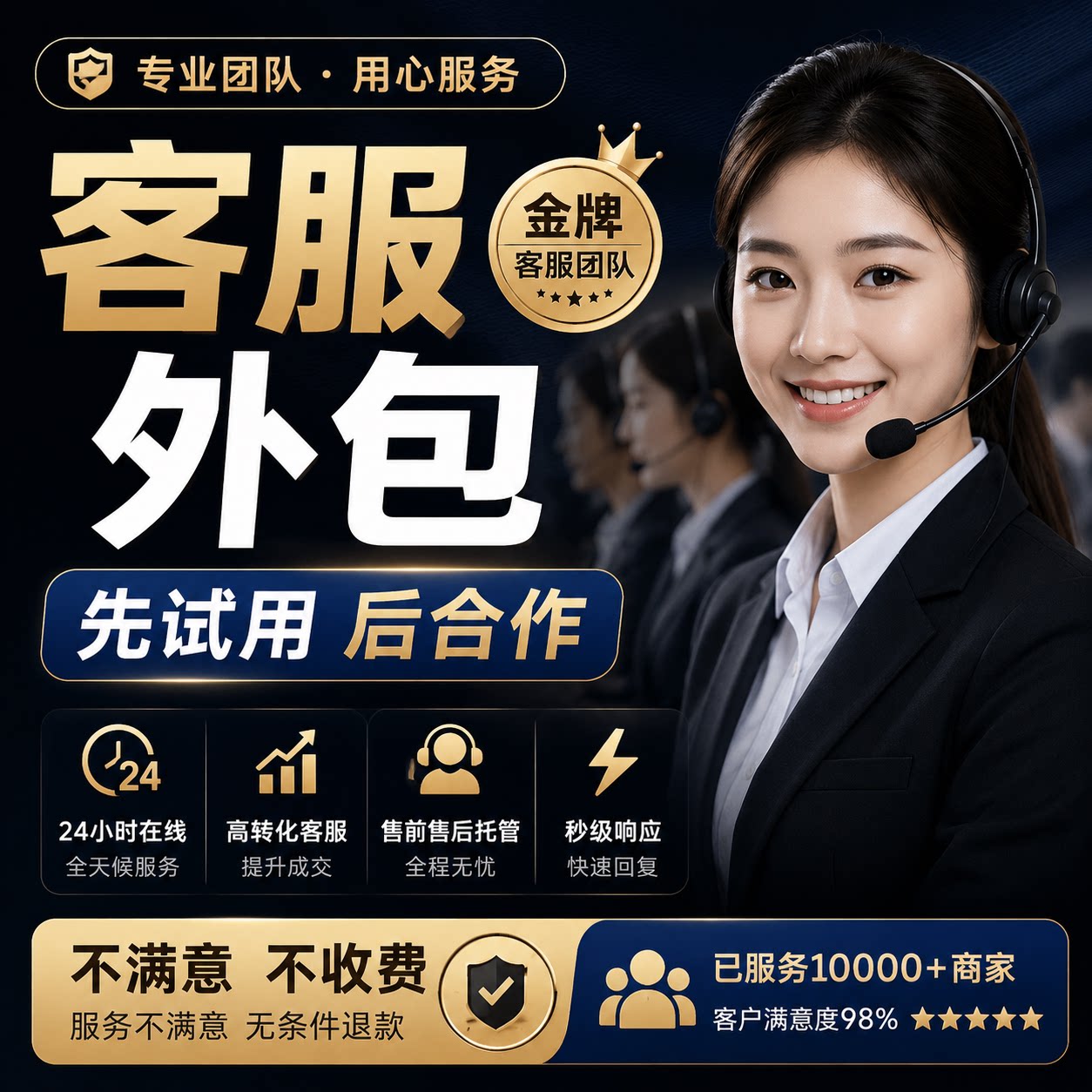 客服外包淘宝拼多多抖音京东客服托管全天在线高转化先试用后合作
