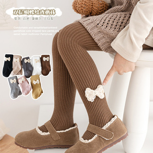 2026春秋季 儿童春秋打底袜纯色侧边双层蝴蝶结女童打底裤