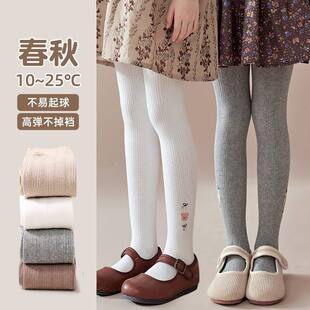 白色连裤 薄款 宝宝中大童连脚打底袜子洋气儿童打底裤 袜女童春秋季