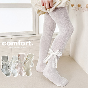 新款 宝宝小童夏季 丝袜外穿连裤 袜女童袜 韩系蕾丝蝴蝶结网眼打底裤