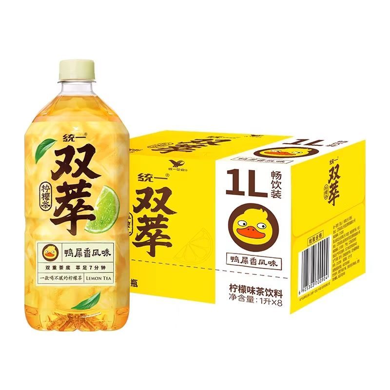统一双萃柠檬茶清爽解腻鸭屎香风味网红茶1L瓶饮料