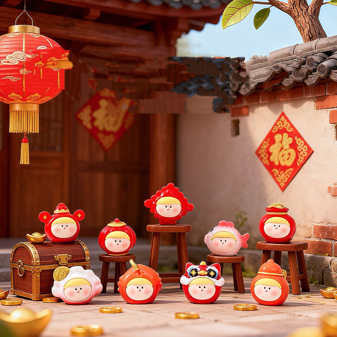 【个人单】新年李四（约4.3cm高9色）树脂居家办公室桌面摆件,家居饰品,流水摆件,淘宝优惠券,粉丝福利购,淘宝优惠卷