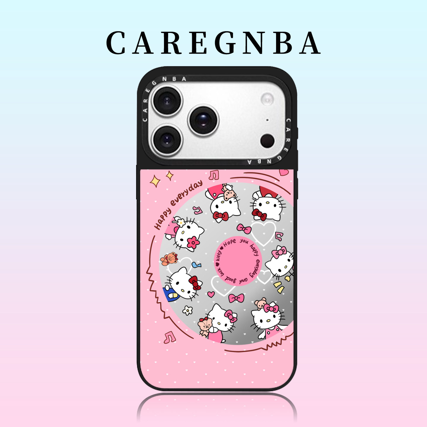 CAREGNBA联名KT猫唱片适用苹果17ProMax手机壳新款iPhone16pro亚克力15plus可爱14全包ai键12防摔11创意13女