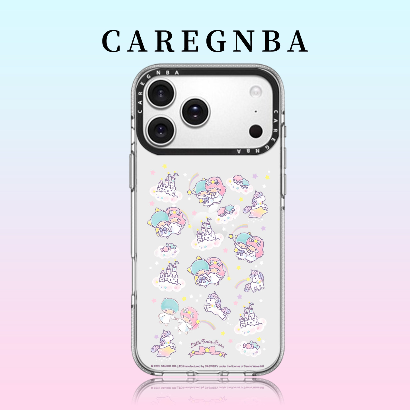 CAREGNBA联名双子星周年贴纸适用苹果17ProMax手机壳新款iPhone16pro15plus可爱14按键全包12防摔11创意13p12