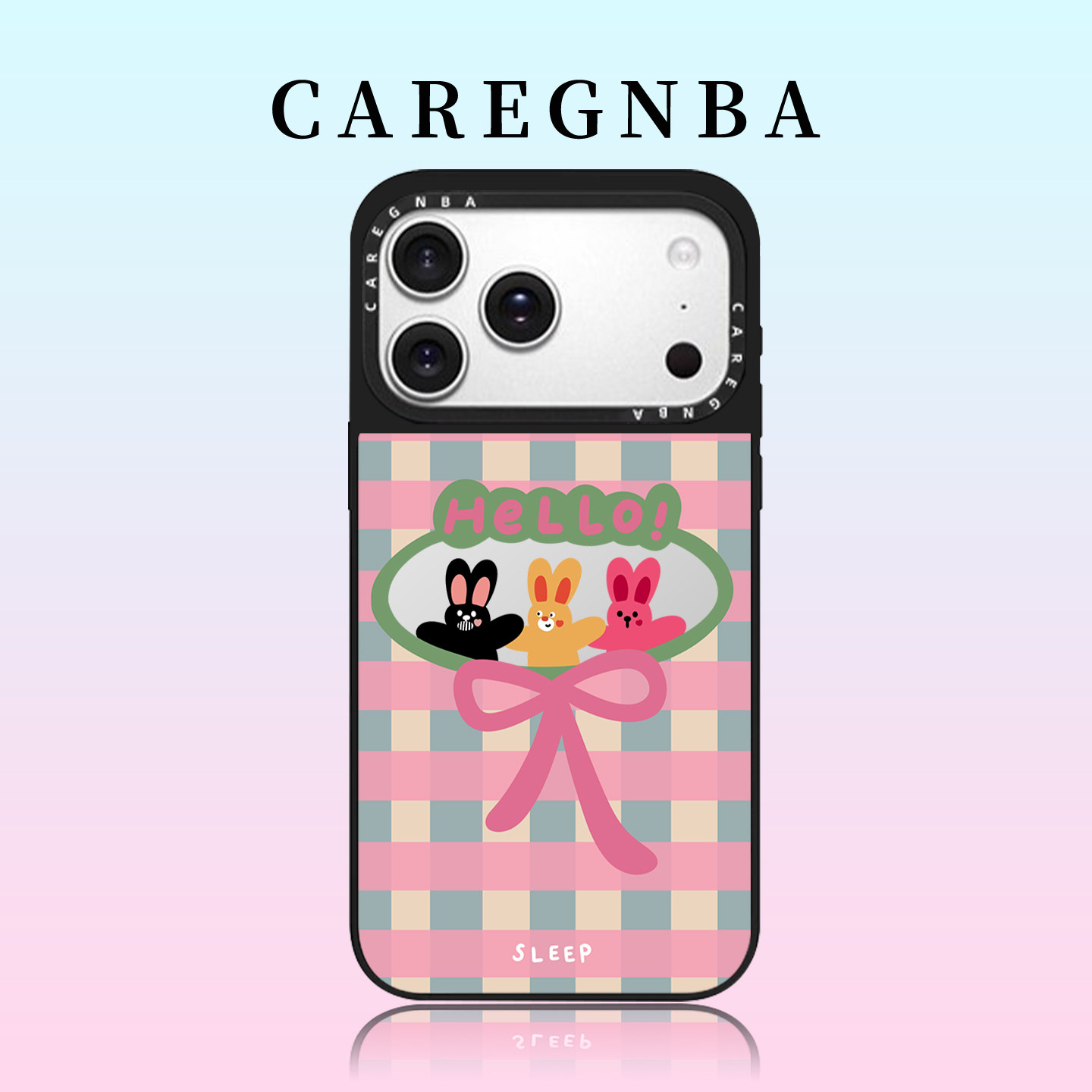 CAREGNBA趣味三只萌兔适用苹果17ProMax手机壳新款iPhone16pro卡通15plus镜面14全包ai按键13可爱12女生11XR
