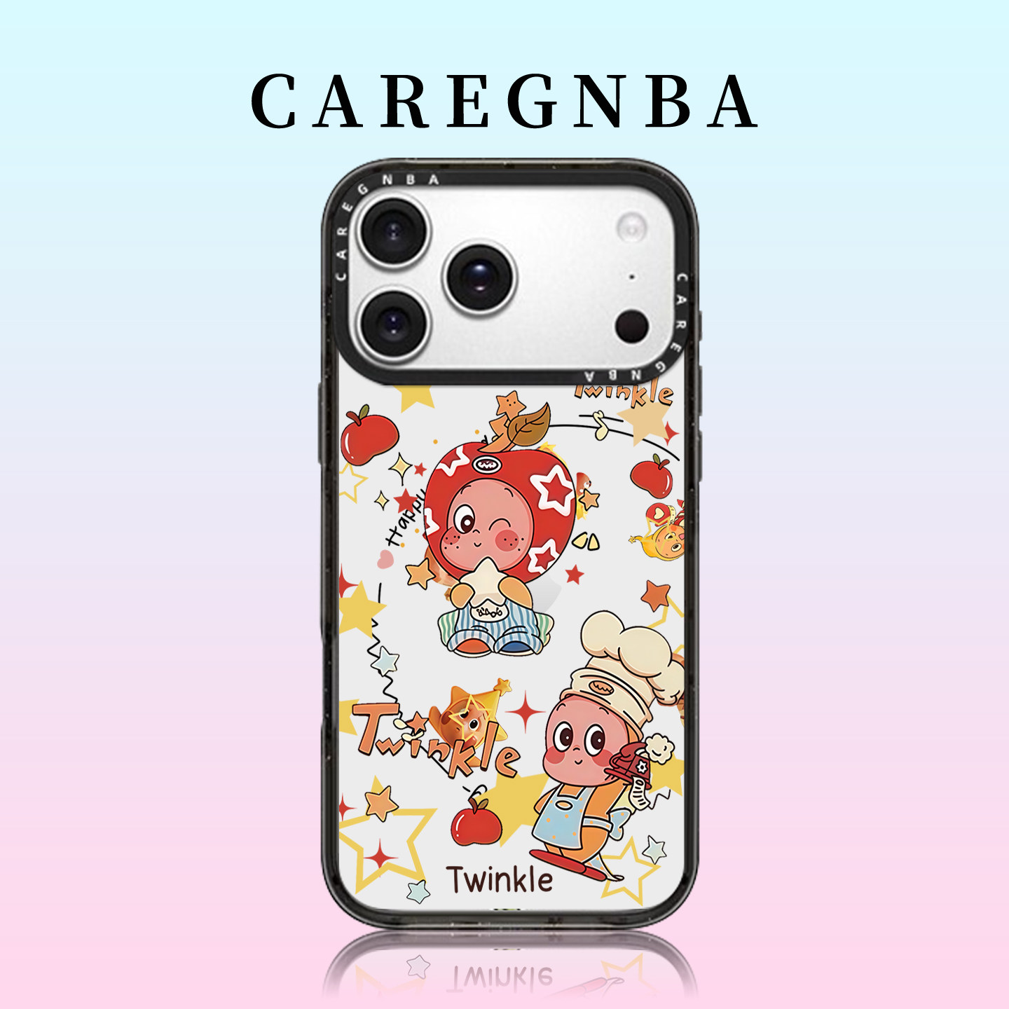 CAREGNBA联名俏皮星星人适用苹果17ProMax手机壳新款iPhone16pro巨好看15plus可爱14全包ai键12防摔11创意13