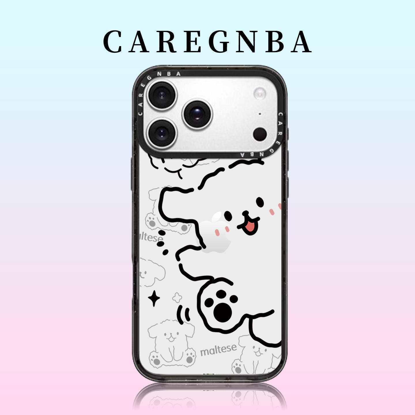 CAREGNBA联名hello线条小狗适用苹果17ProMax手机壳新款iPhone16pro网红15plus可爱14按键全包12防摔11女13