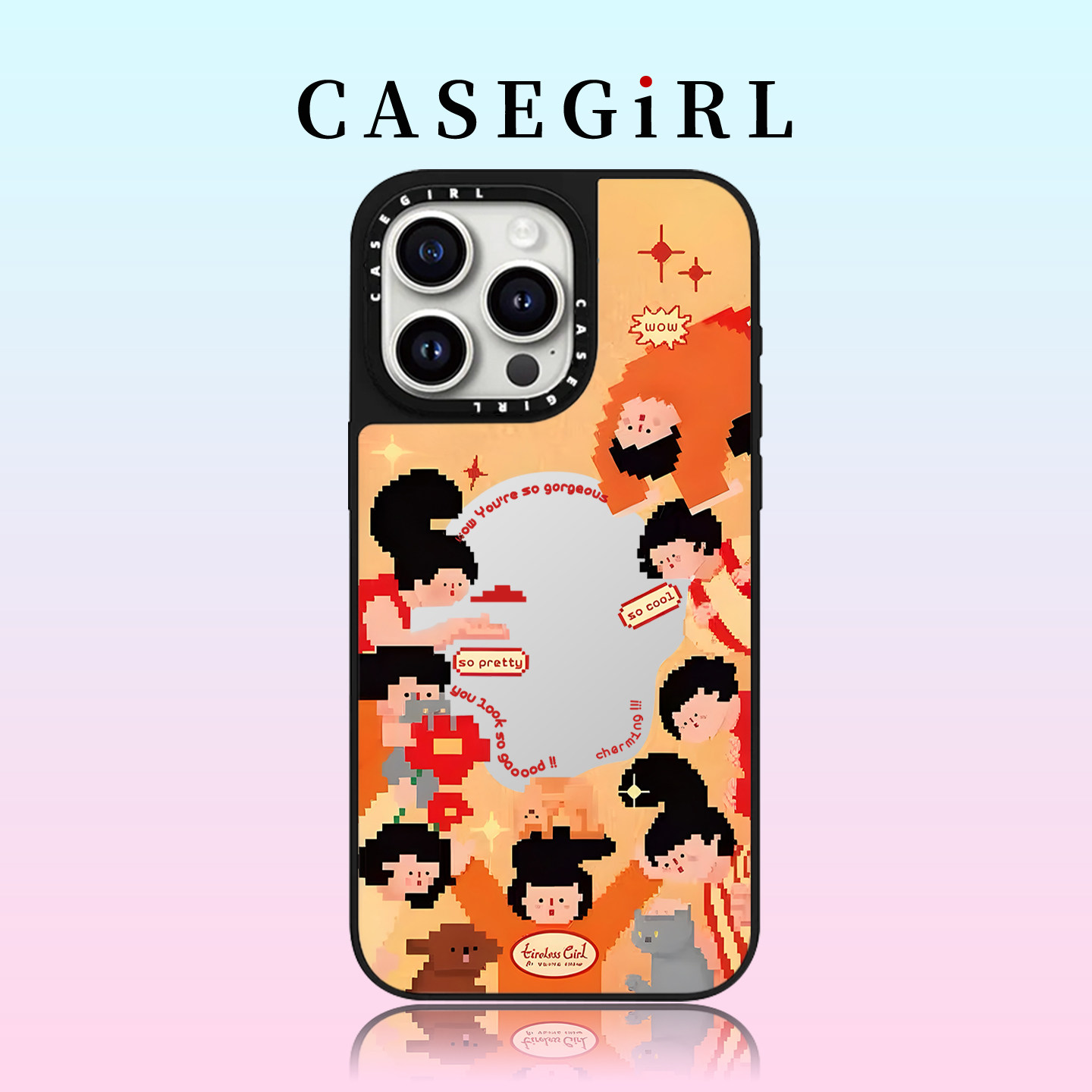 CASEGIRL马赛克女孩2适用苹果17ProMax手机壳新款iPhone16pro镜面15plus14全包ai键12防摔11创意13镜面xs