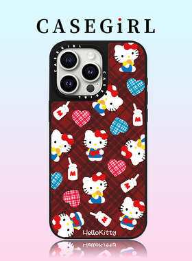 CASEGIRL红色格纹奶瓶爱心HelloKitty凯蒂猫适用苹果17ProMax手机壳iPhone16pro新款15全包13防摔12可爱14女