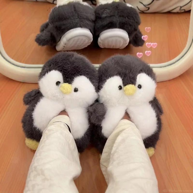 企鹅棉拖鞋女秋冬季室内居家厚底