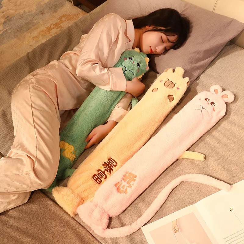 卡通毛绒冬季灌水长条热水袋