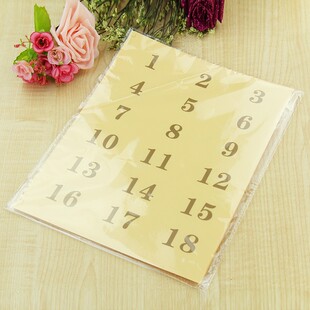 婚礼桌卡金色透明卡牌标签 游戏不干胶贴纸 桌卡数字贴结婚席位贴
