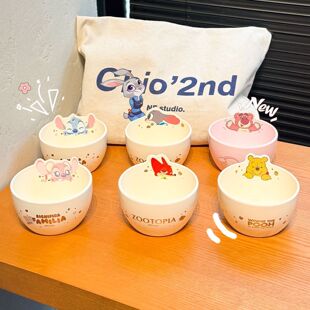 迪士尼family陶瓷4.5英寸家用宝宝碗加厚可微波高颜值卡通网红碗