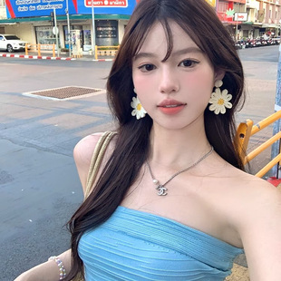 s925纯银太阳花耳饰夸张度假风耳环漂亮独特2025新款耳坠花朵耳钉