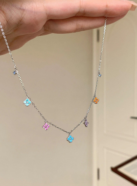 彩色四叶项链女2025新爆款锁骨链