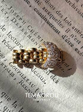 韩系宽表带爆闪仿钻戒指女款小众