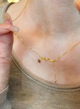 s925纯银项链小众金色灵蛇锁骨链