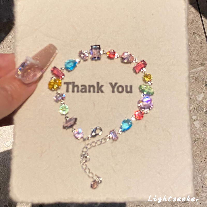 s925纯银彩色糖果锆石手链女轻奢