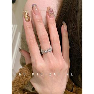新中式复古蕾丝花环戒指女百搭甜美银色轻奢精致春夏小众设计指环
