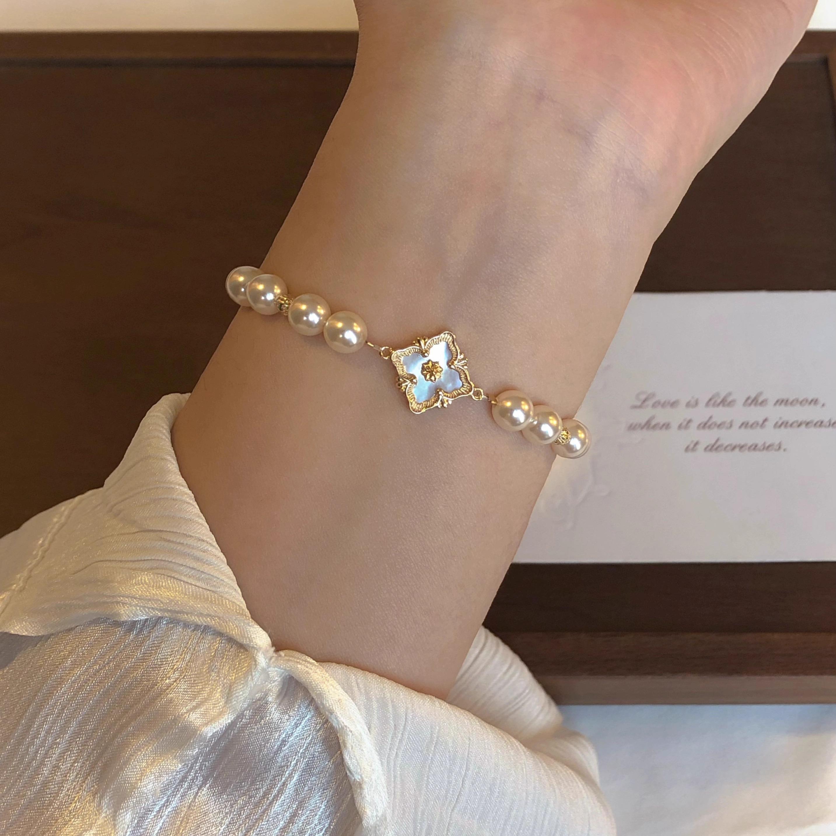 宫廷风仿贝母珍珠手链女轻奢小众