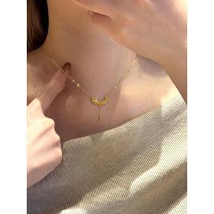 金色天使之翼项链女2025新爆款精致吊坠轻奢小众高级感锁骨链配饰