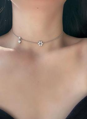 新中式仿珍珠小花项链女款轻奢小众设计高级感锁骨颈链精致冷淡风