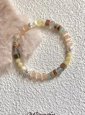 民族风猫眼石仿珍珠椰壳手串女款