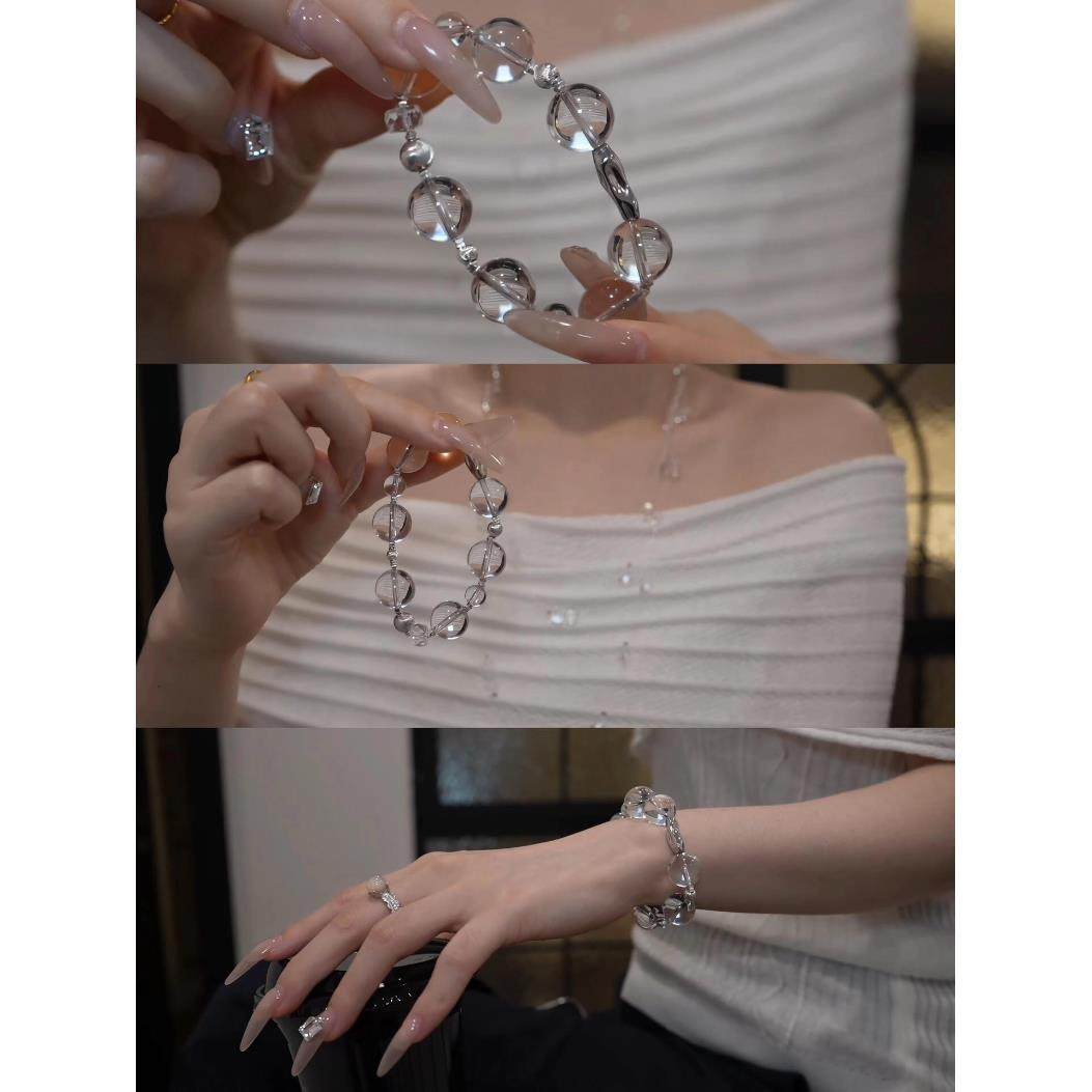 韩系清冷感仿水晶串珠手链女2025新款爆款轻奢小众精致高级感手串,饰品/流行首饰/时尚饰品新,手饰/手串,淘宝优惠券,粉丝福利购,淘宝优惠卷