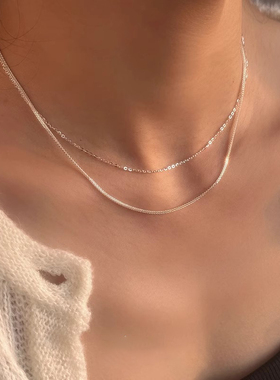 s925纯银波光粼粼锁骨链女小众