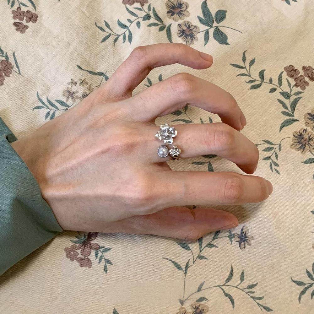 S925纯银珍珠花朵戒指精致轻奢高级感时尚食指戒小众设计复古指环,饰品/流行首饰/时尚饰品新,戒指/指环,淘宝优惠券,粉丝福利购,淘宝优惠卷