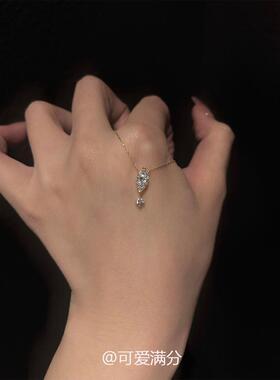 法式玫瑰金仿莫桑马眼石项链女款