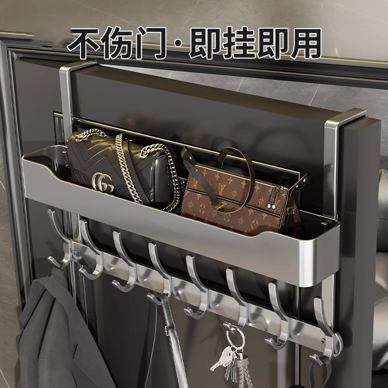 门后挂钩无痕门背式收纳置物架卧室门上挂衣架免打孔卫生间挂衣服