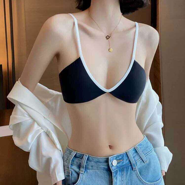 内衣女薄款夏季法式小胸性感深U贝壳杯辣妹时尚无痕无钢圈文胸bra