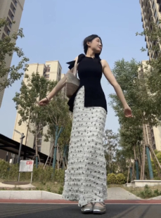 法式 系带上衣搭配白色蝴蝶结印花半身裙两件套 绝美漂亮高级感修身
