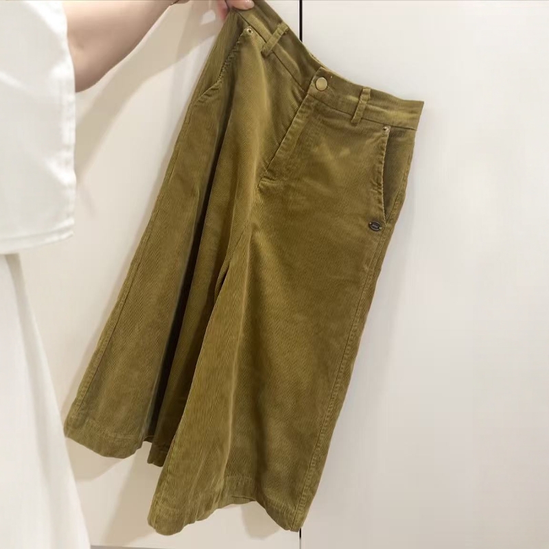 美式慵懒风灯芯绒阔腿裤女