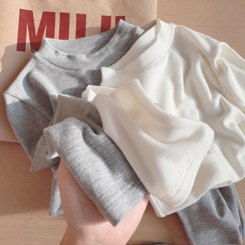 基础款简约圆领白色长袖上衣女