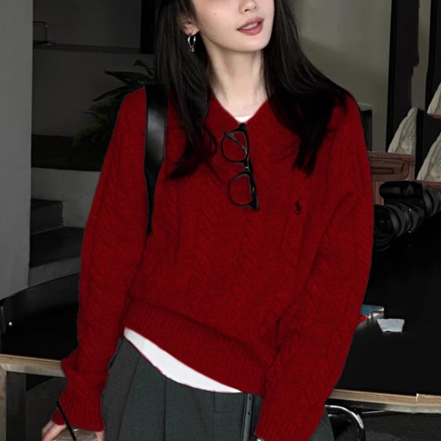 韩系麻花编织设计感针织毛衣