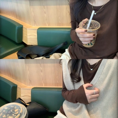韩系软糯打底衫叠穿针织背心女