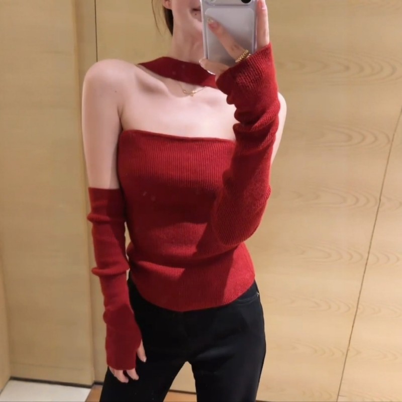 氛围感圣诞红色挂脖抹胸加袖套女冬季新款气质修身显瘦针织衫上衣,女装/女士精品,抹胸,淘宝优惠券,粉丝福利购,淘宝优惠卷