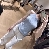 miu系小香风麻花挂脖针织背心女2026早春新款 纯欲风修身 显瘦上衣