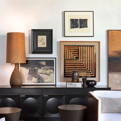 【脱俗高级】现代组合抽象色块沙发背景墙装饰画样板间手绘定制画